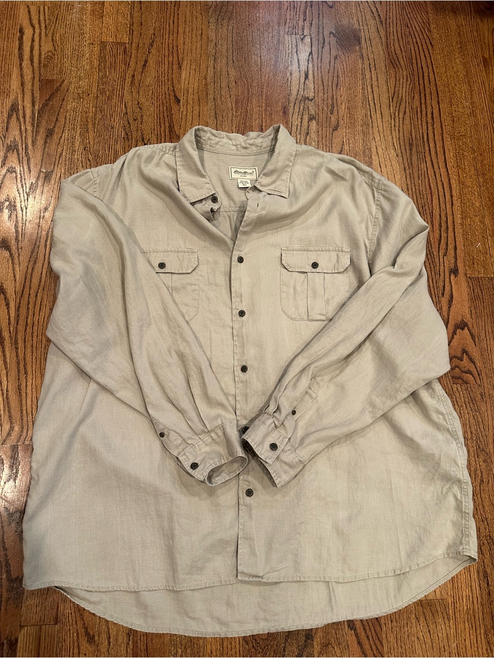 Eddie Bauer 100% Linen Oversized Button Down in Beige - Men’s 3X Tall